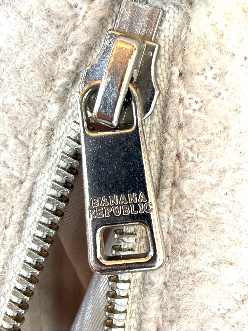 Banana Republic Ivory Bouclé Moto Jacket Asymmetrical Zip - Picture 7 of 11